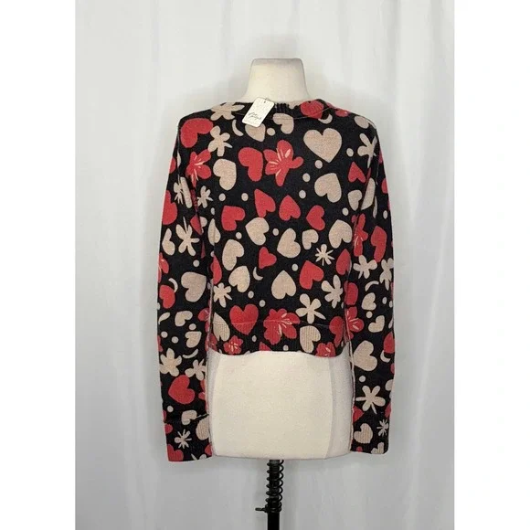 NWT!! FREE PEOPLE Nocturnal Patterned Cardi Black Retro Combo Hearts Floral XS - Picture 10 of 16